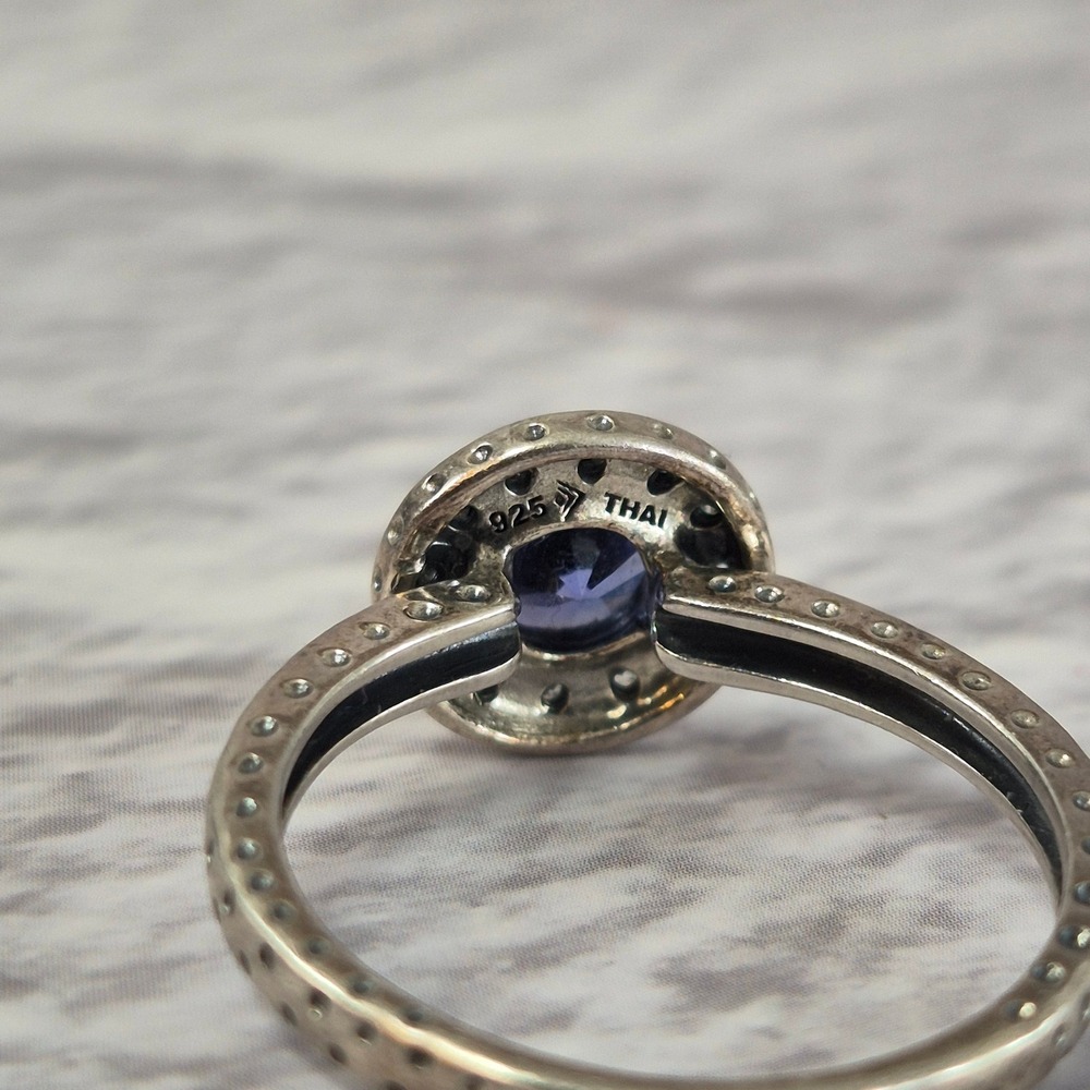 Silpada Azure Allure Cubic Zirconia Sterling Silver Ring R2806 Size 8.5 Halo - Picture 10 of 12
